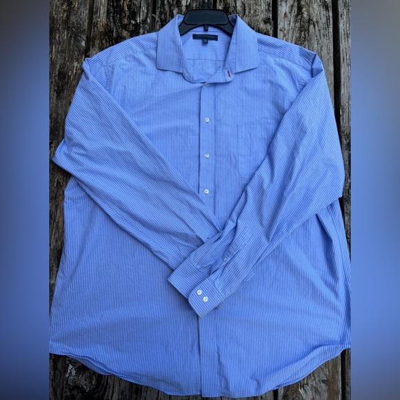 Tommy Hilfiger Long Sleeve Button Down Striped Dress Shirt Tall 18 1/2 36-37 - Picture 3 of 4